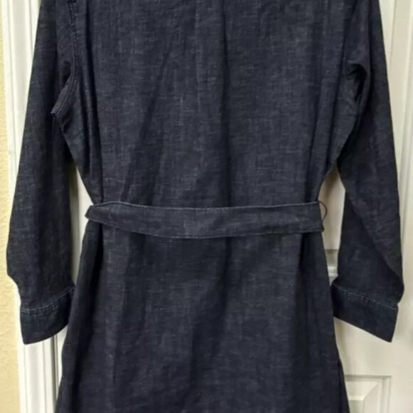 Lands' End cotton button front long sleeve Denim Shirtdress NWOT size PM - Picture 2 of 11
